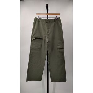 Quince Olive Green Wide Leg Cargo Pants